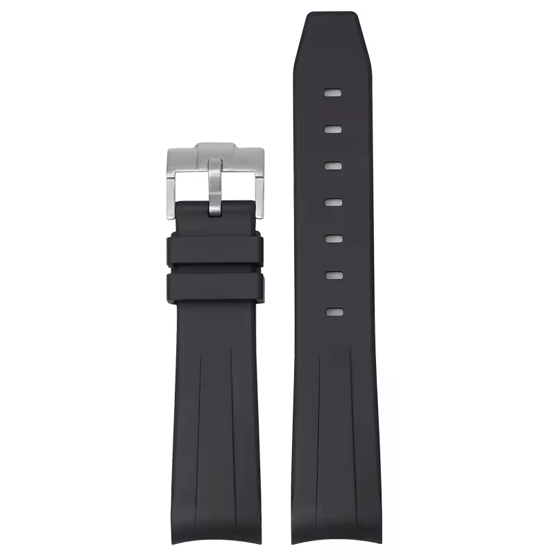 Svart - Curved Rubber Strap 20mm