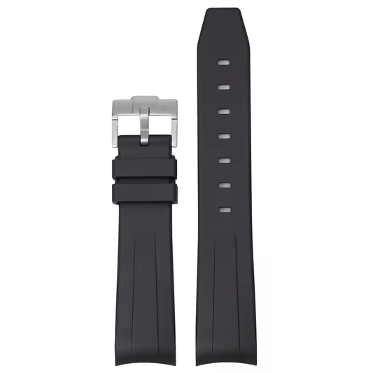 Svart - Curved Rubber Strap 20mm